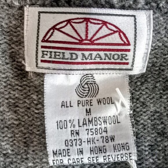 Vintage Field Manor Grey Embroidered Lambswool Cardigan - Picture 6 of 7